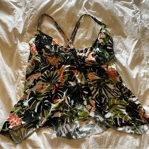 Swimsuits For All Tropical Green Print Tankini Top